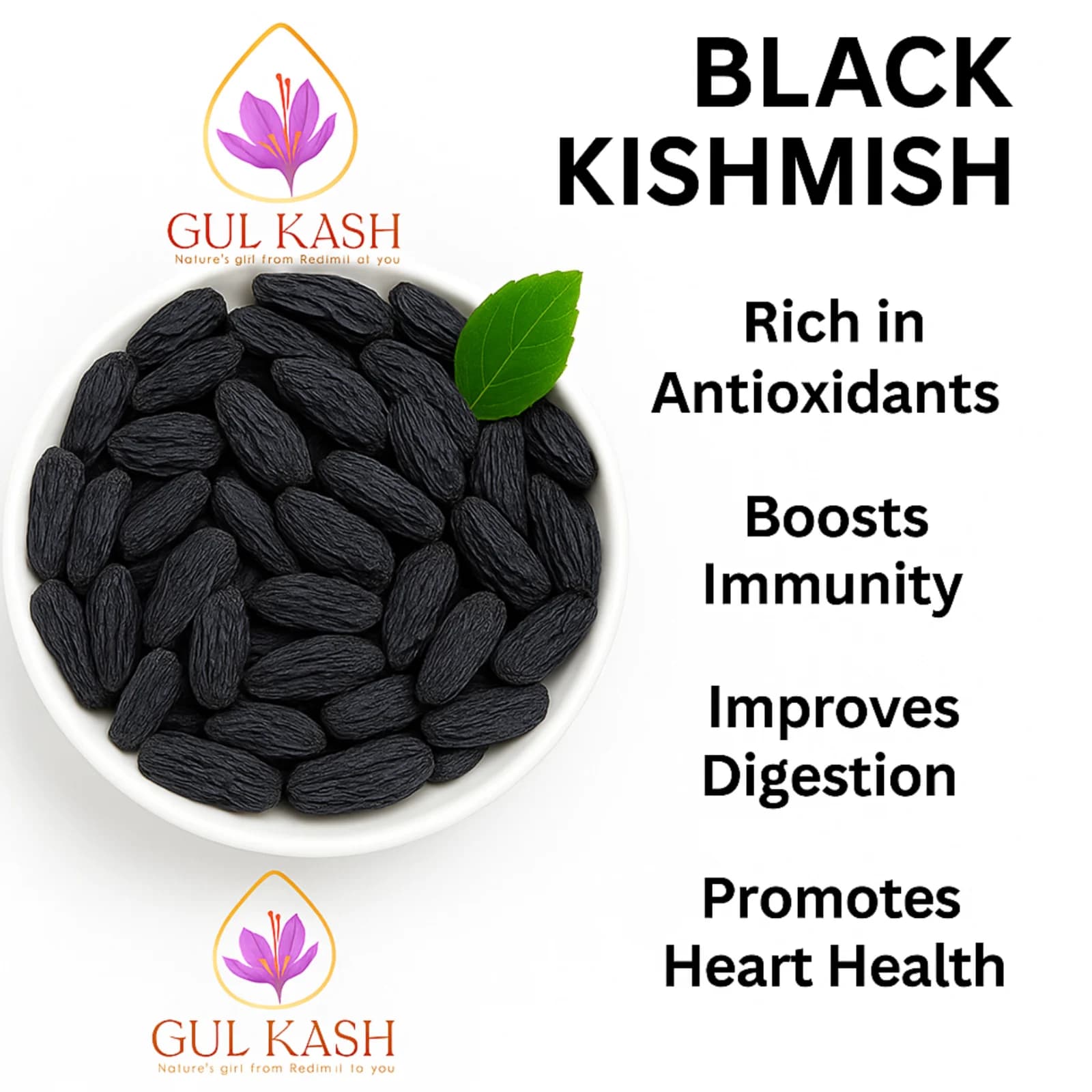 GULKASH Premium Black Kishmish (Black Raisins)